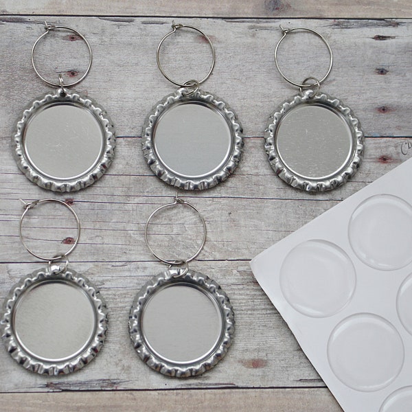 DIY Bottle Cap Wine Charms & Epoxy Domes / Add Your Own Images / You Choose Quantity / Bottlecap Blanks / Wine Charm Kit