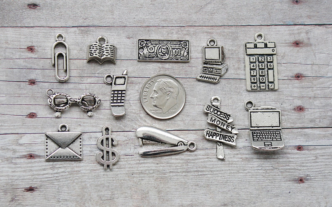 Tiny Book Charms Book Pendants Antiqued Silver Tone 12 X 12 Mm 