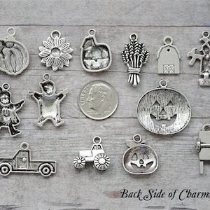 13pc or 5pc Pumpkin Patch Charm Set Lot Collection/ Wagon,Tractor,Fall,Halloween