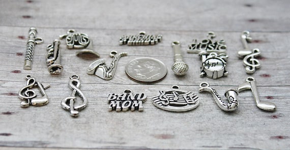 13pc or 5pc Jazz Music Charm Set Lot Collection //Instrument Saxaphone,Tuba,Note