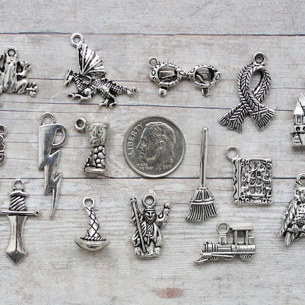 FANCIME X Harry Potter Schmuck Charms - 925 Sterling Silber Vergoldet | Magische Anhänger Für Halsketten & Armbänder