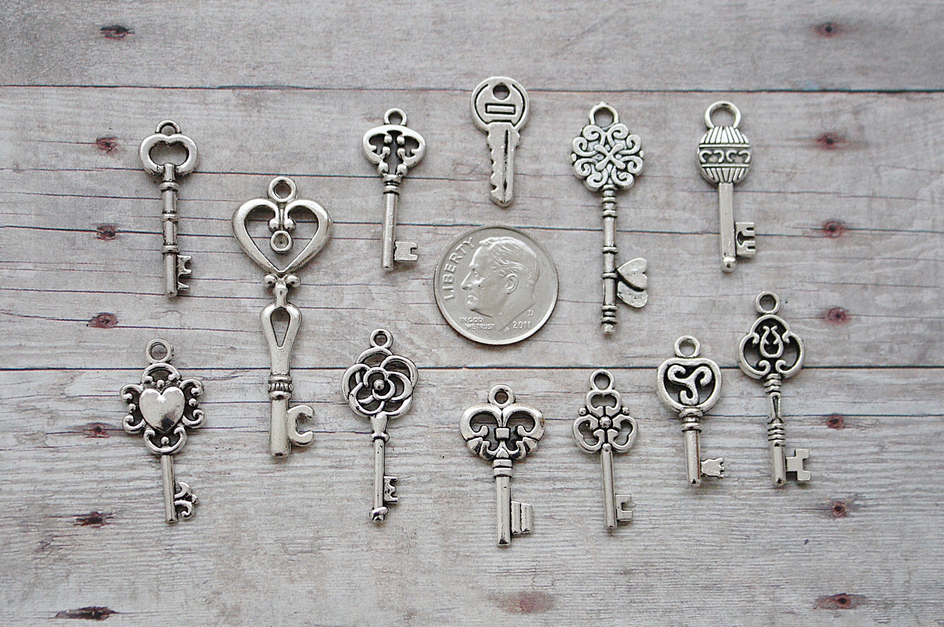12pc or 5pc Keys Charm Set Lot Collection / Jewelry Etsy