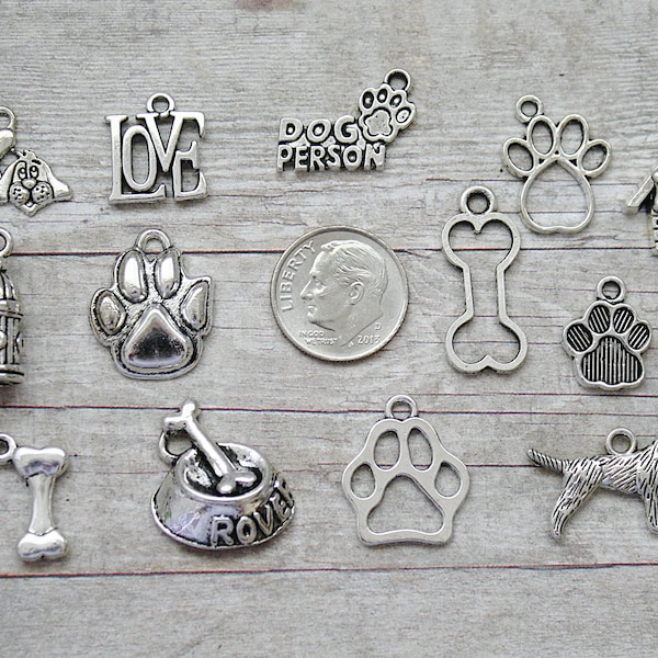 13pc or 5pc Labrador / Lab Dog Charm Set Lot Collection /Jewelry, Scrapbooking /Choose Charms, Split Rings, Lobster Clasps or European Bails