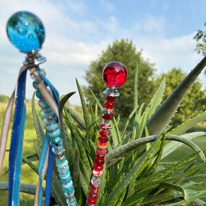 Blue Fairy Garden stakes, plant stick, sun catcher, jewel planter stake, prism for pots, bedazzled house plant, glam, gifts for plant lovers