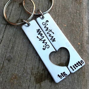 Sister keychain for 2, big sister little sister gifts, sister Christmas gift, big little, step sister key chain, sister in law birthday gift