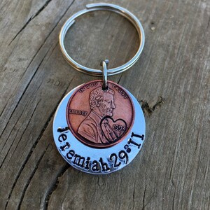 Jeremiah 29 11 keychain, For I know the plans I have for you key chain, high school graduation gift, college bound present, penny keychain