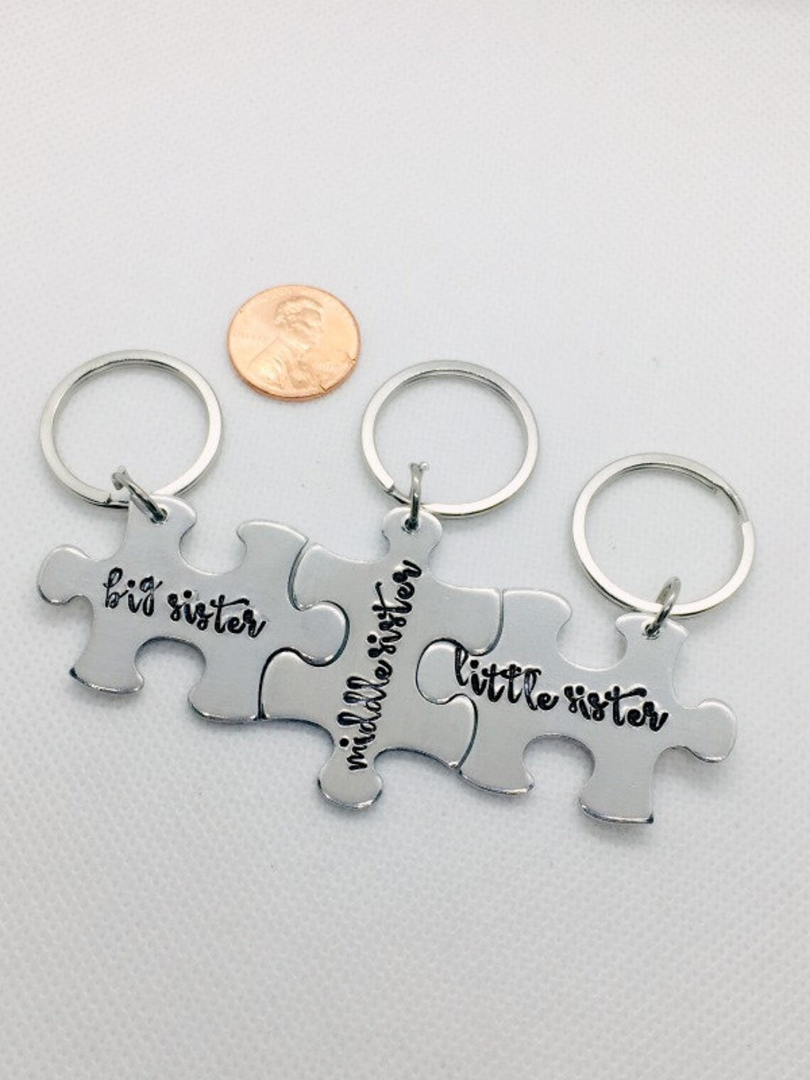 Big Middle Little Sister Initial Keyring Gift, 3 Peas In A Pod, 3 - Foto 6