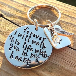 Keychain for loss of loved one, custom memorial key chain, Personalized remembrance keychain for grieving, forever I will walk this life