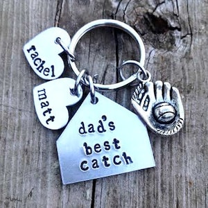 Papas bester Catch personalisierter Schlüsselanhänger, Weihnachten für Vater, Geburtstagsgeschenk für ihn, Papa Geschenk von Tochter, Baseball Schlüsselanhänger, Vater Schlüsselanhänger