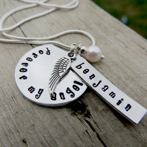 Memorial necklace, Hand stamped forever my angel necklace, gift for grieving mother, grief jewelry, gift for loss of a loved one