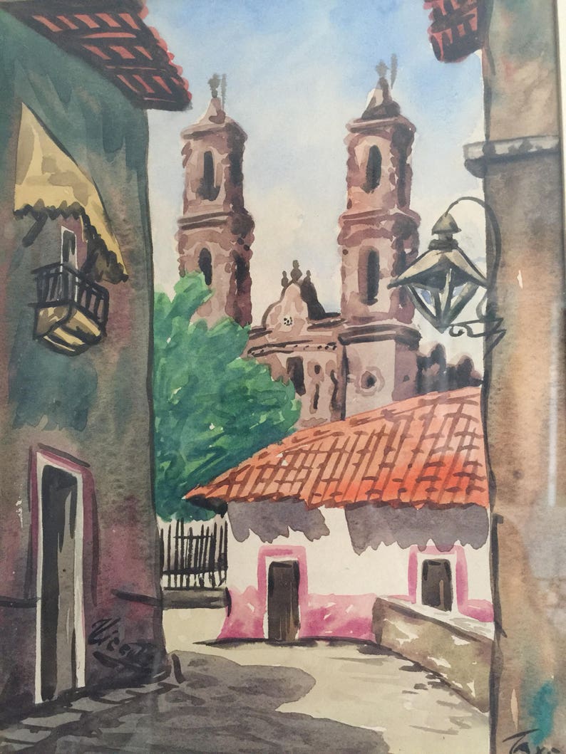 Taxco Mexico Art Watercolor Painting Latin American Art. Etsy