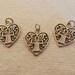 SALE American Made Sterling Silver Open Work Filigree Heart Pendant Charms With Christian Cross In The Center For Rosaries & Jewelry Making