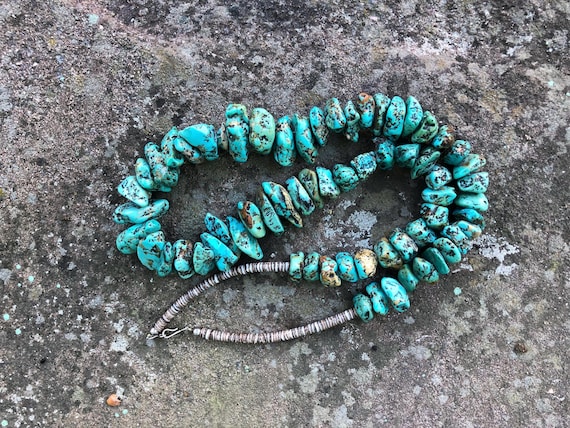 Turquoise Necklace Pen Shell Jewelry Vintage 23