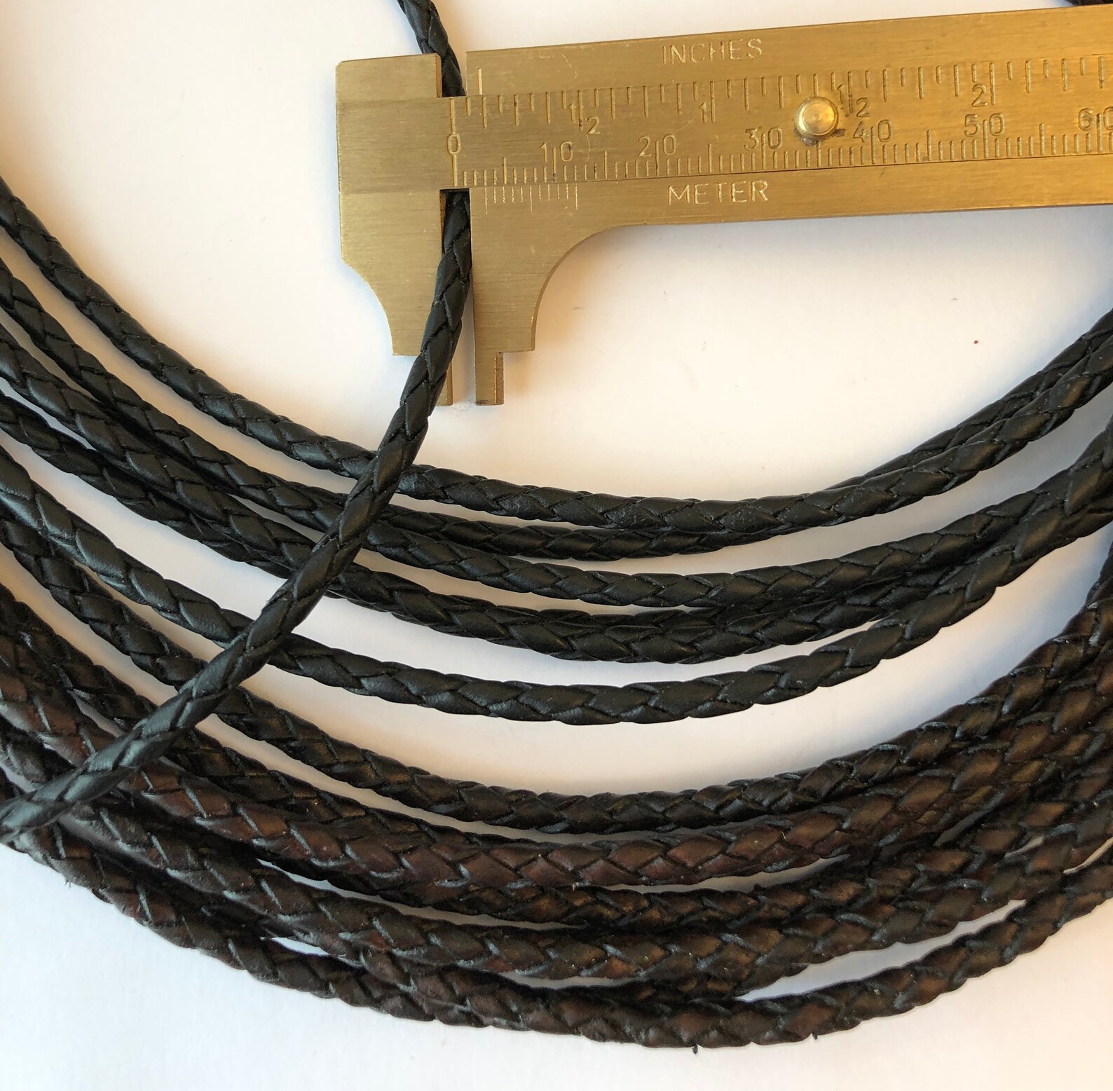 Three Ply Braided Leather Cording With Sterling Silver End Etsy