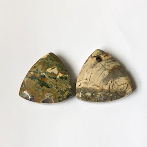 Triangular Gemstone Pendant: Banded Jasper or Green Rhyolite