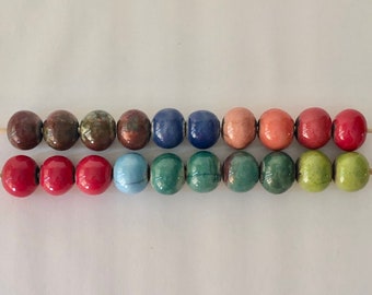 Hand Made In The USA 22 To 24MM Round Raku Ceramic Beads In Rich Colors By My Friend Keith O'Connor For Jewelry Making & Art Embellishment