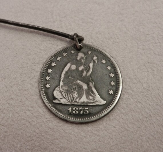 Vintage Antique 1875 Seated Liberty Silver Twenty… - image 2