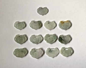 Vintage Pale Green Jade Spirit Lock Pendant: Hand Carved Protective Charm