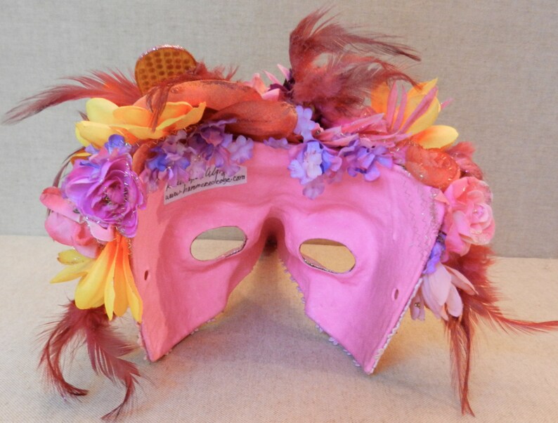 OOAK Faded Beauty Masquerade Mask: Pink Silk Flowers, Feathers ...