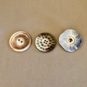 Vintage, Extra Large, Coat Buttons, Hand Made Out Of Natural Sea Shell For Clothing, Jewelry, Collage, Collecting And Art Assemblage