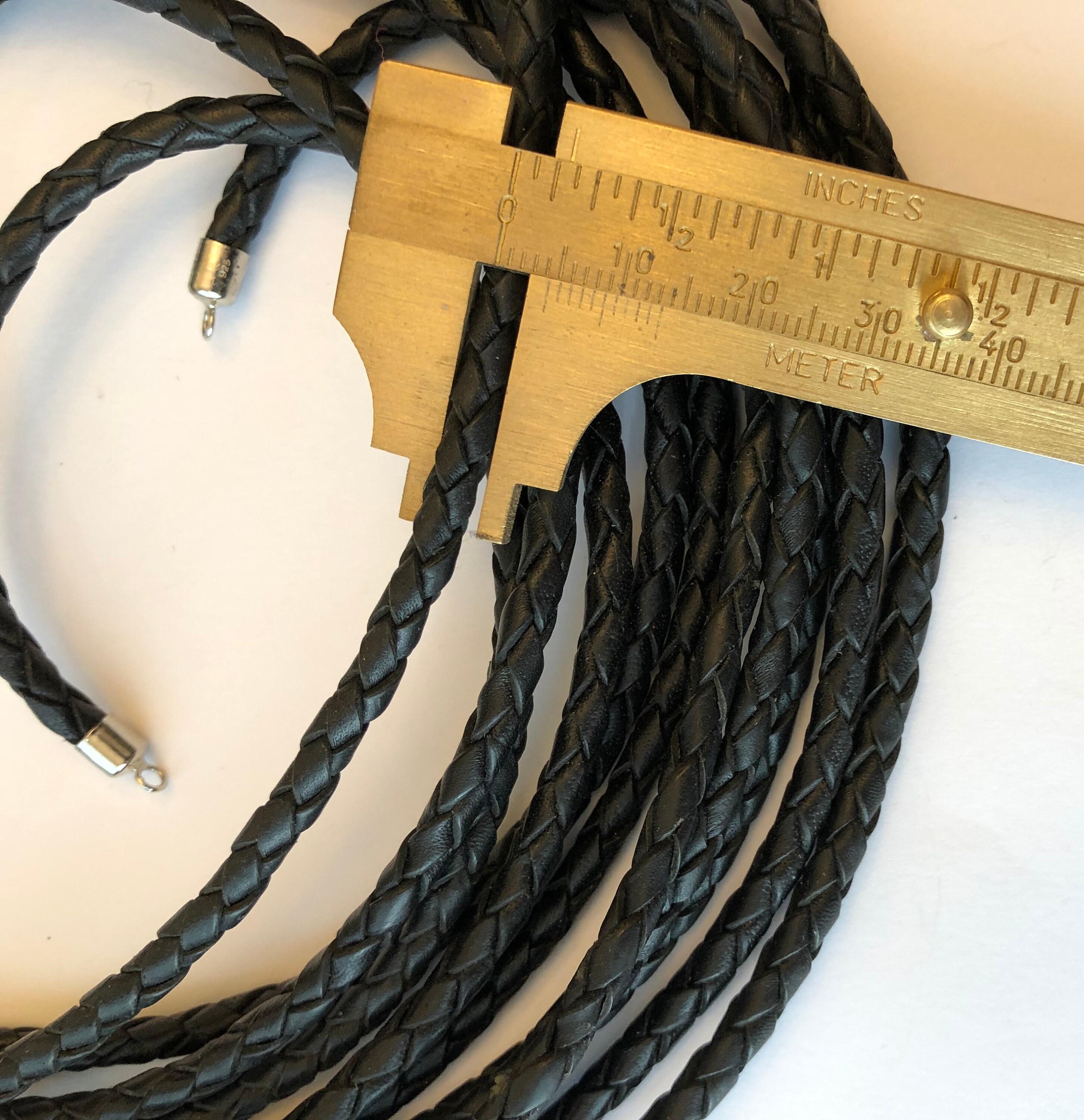 Three Ply Braided Leather Cording With Sterling Silver End Etsy