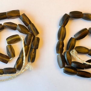Rustic, Krobo, African Made, Softly Faceted, Recycled, Brown Bottle Glass Bead Strands Sold Per Strand
