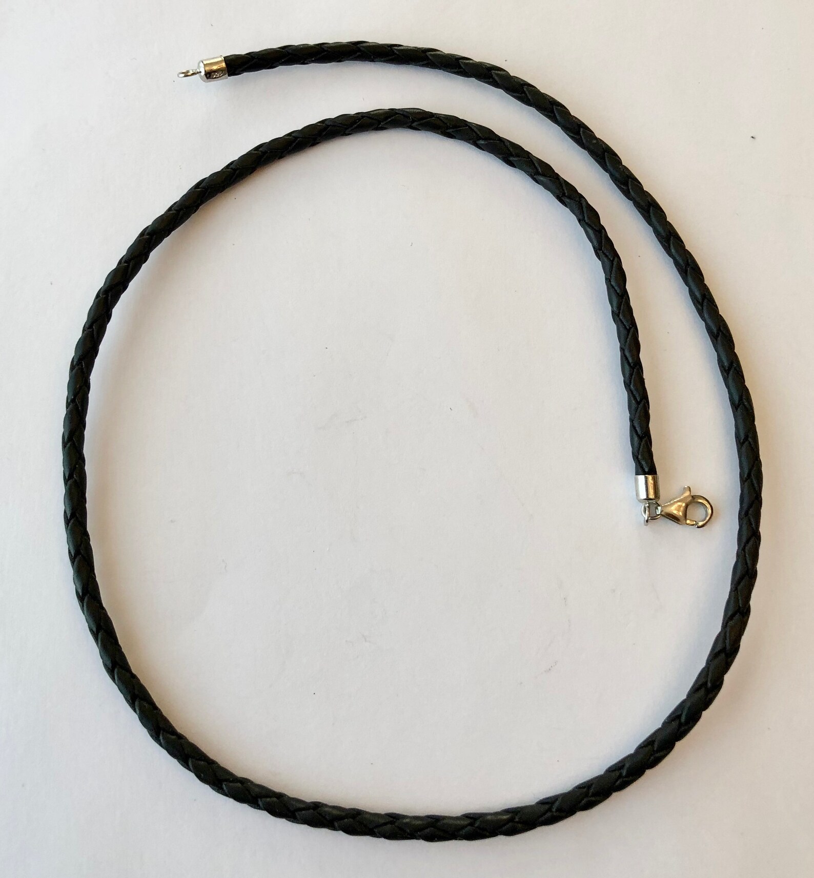 Three Ply Braided Leather Cording With Sterling Silver End Etsy