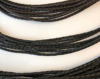 Braided Leather Cord Necklace: Sterling Silver Clasp, Pendant Stringing