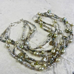 Handmade Necklace of Fresh Water Pearls, Crystals, Glass and Sterling ...