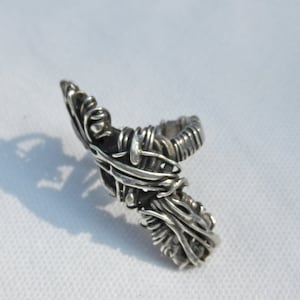 OOAK Vintage Hand Made Sterling Silver Organic Sculptural Woven Wire Ring