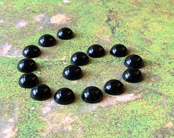Vintage Black Onyx Cabochons: 14mm Round Domed Gemstone