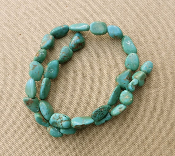 MATRIX TURQUOISE GEMSTONE MOSAIC CYAN BLUE LOOSE BEADS GRADUATED SET 5 BEADS