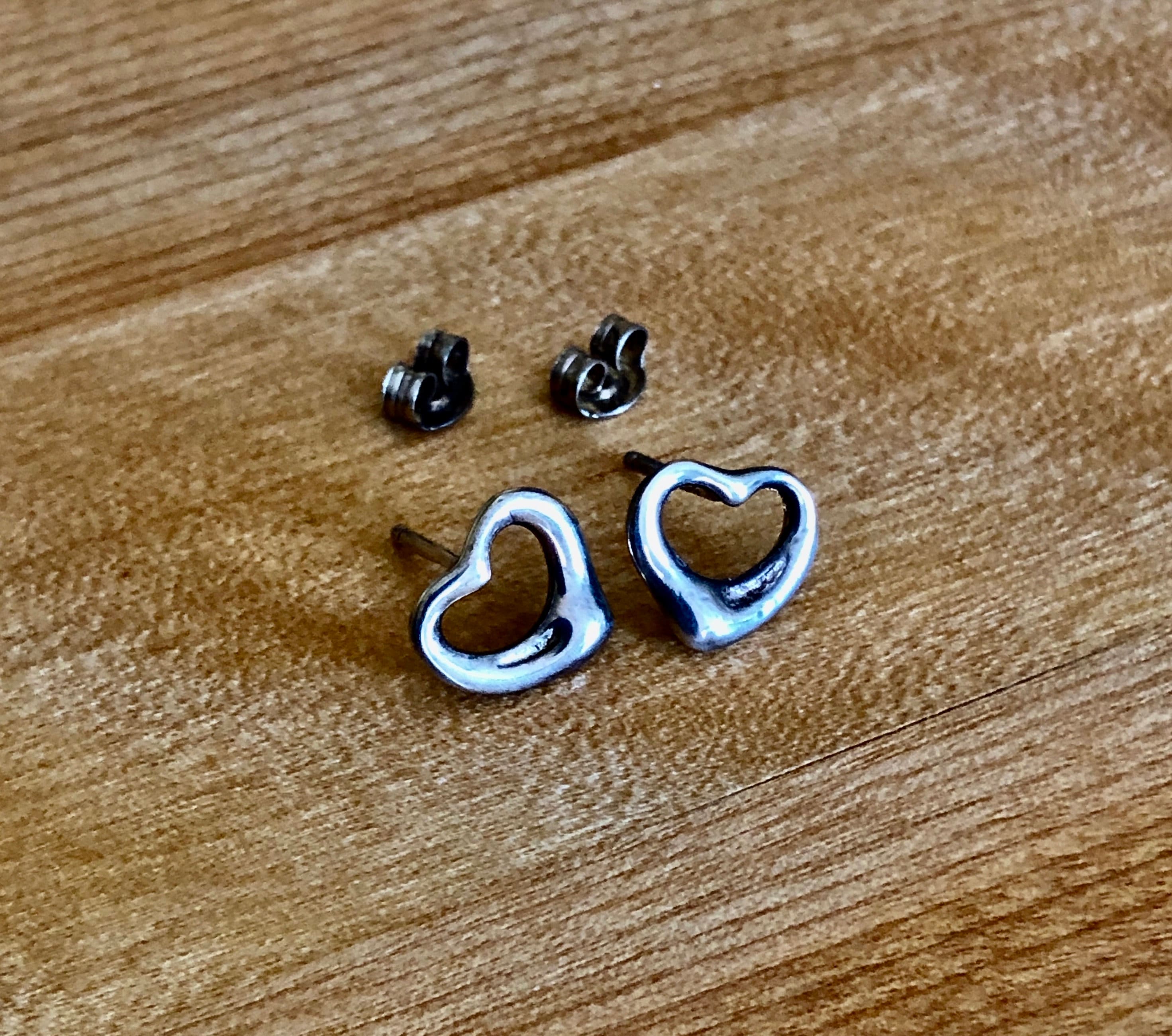 Vintage, Tiffany & Co. Open Heart Sterling Silver Signed Earring