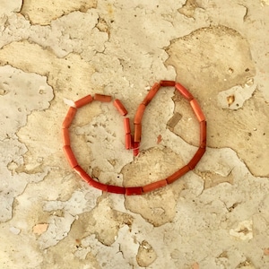 Antique Tubular Coral Beads: Tibetan Jewelry Embellishment, 129 Carats