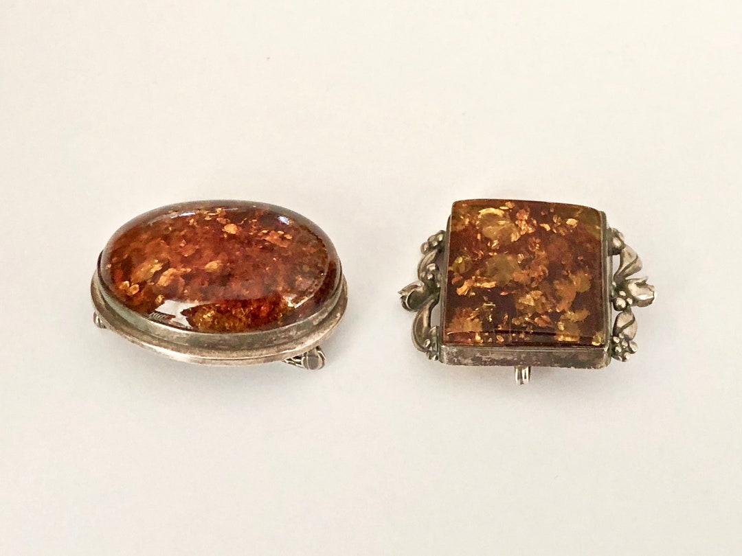 Vintage, Hand Made, Sun Spangled, Polish Amber and Sterling Silver ...