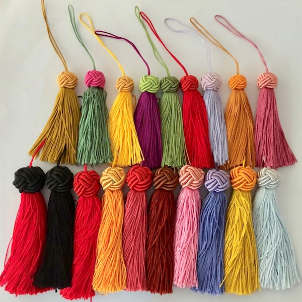 Hand Made Silk Tassels With Loop And Decorative Endless Top Knot For Jewelry, Purses, Light Pulls, Fabric Collage And Artful  Embellishment