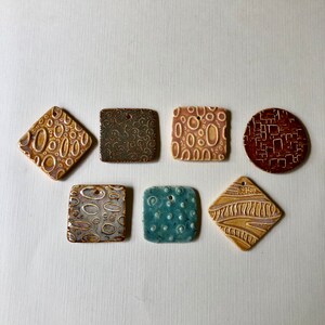 Handmade Ceramic Tile Pendants: Boho Jewelry Supplies by Marsha Neal
