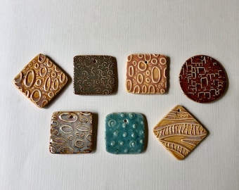 Handmade Ceramic Tile Pendants: Boho Jewelry Supplies by Marsha Neal