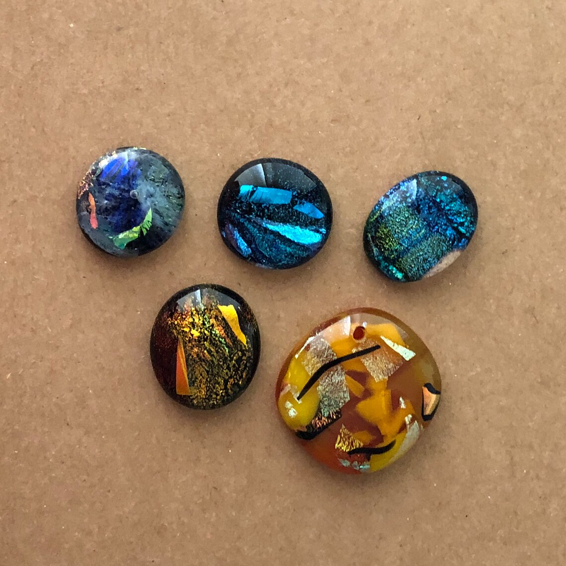 Dichroic Glass Cabochon/Pendants In Rounded Oval And Square Etsy