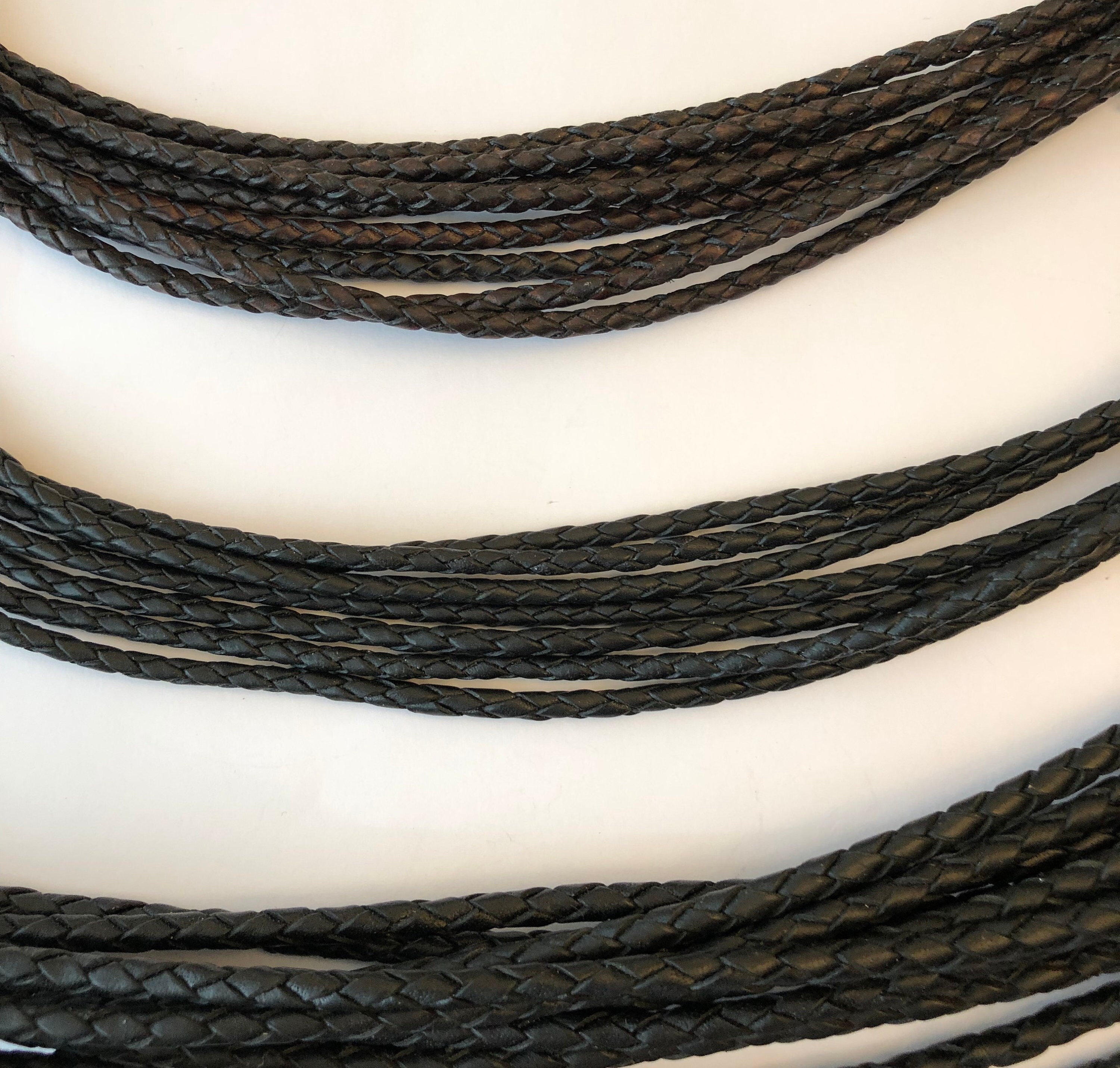 Three Ply Braided Leather Cording With Sterling Silver End Etsy