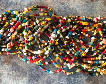 Vintage, Collectible, Early 1900s To Mid 1950's Multicolored Czech Glass Christmas Beads Sourced Out Of Africa And Sold By The Strand