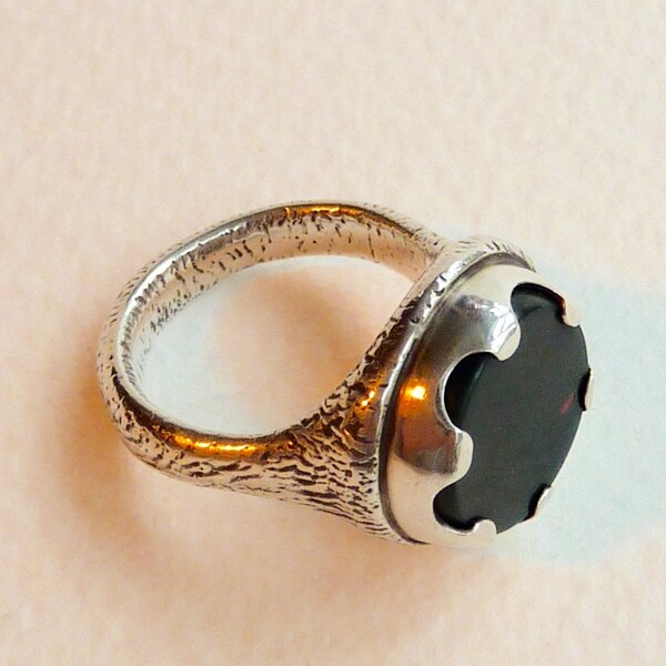 Badger's Bloodstone Signet Ring Sterling Silver.
