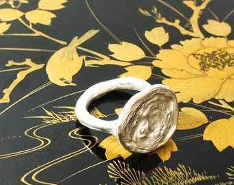 Sculpted Silver Signet Ring