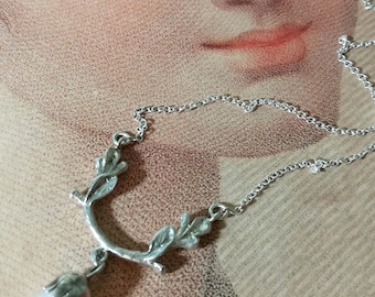 Sterling Silver 'Leafy Branch' Pearl Necklace