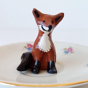 Fox Dish, Ceramic Ring Dish, Ceramic Fox, Vintage dish with Red Fox, Princess small plate, Little Flowers and a smile
