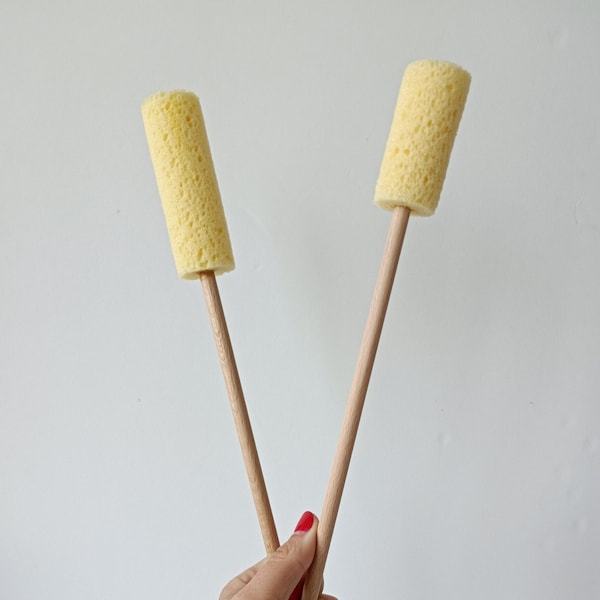 Long Stick Round Sponge for Ceramics - Two sponge sizes - Ceramic Tools