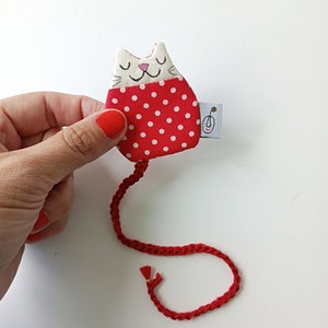 Cat Bookmark - Fabric Cat Bookmark - I love Cats - Handmade bookmark, one of a kind