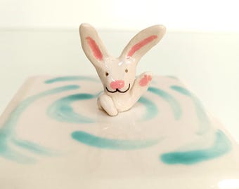 Bunny Box, Ceramic Box, Hello Honey Bunny - Home Decor, One of a kind, Hand made ceramics, Nature lovers