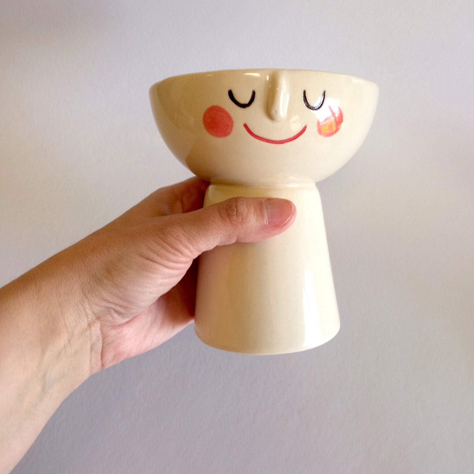 Face Bowl with neck Happy Smile Handmade Ceramics Etsy