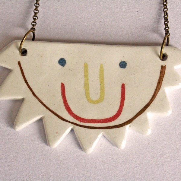 You are my sunshine - Yellow nose Golden sun pendant   - Fun Jewellery